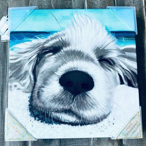 Beach Dog Canvas Painting Wall Art Decor - Picture 1 of 4